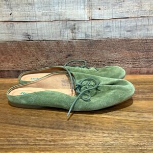 Born Maris Womens 10M Pistachio Green Suede Lace Up Ballet Mule Flats BR0022429
